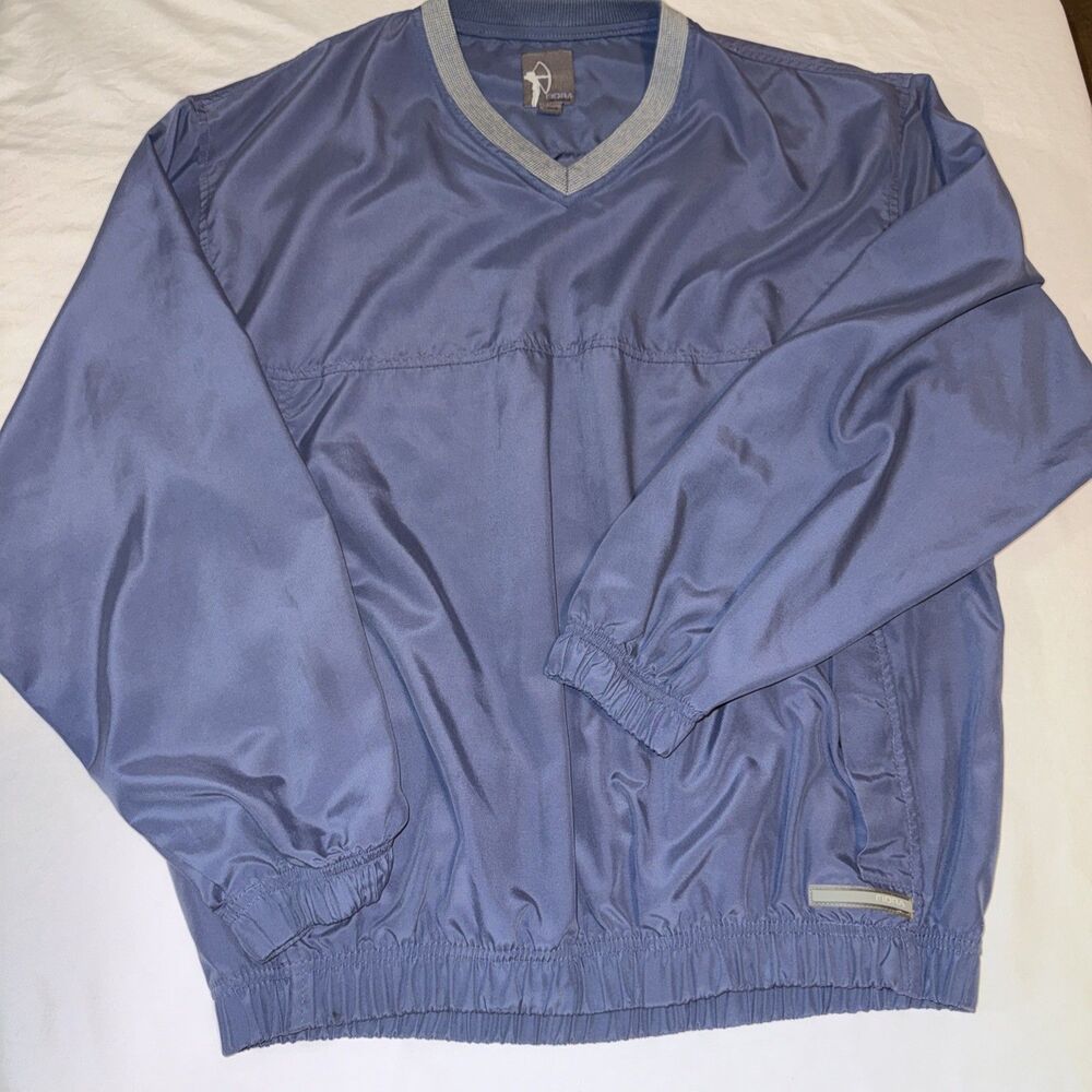 Fidra Golf Windbreaker Pullover V-Neck Mens L Blue Soft Shell Nice